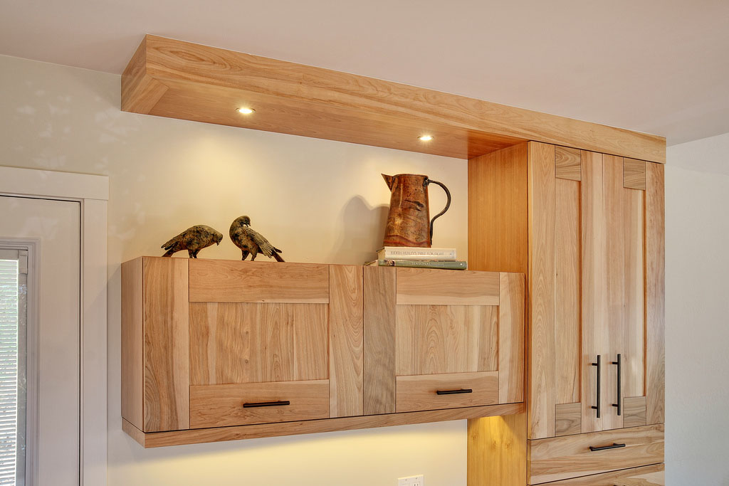 Contemporary Kitchen with Quartz Countertops and Red Birch