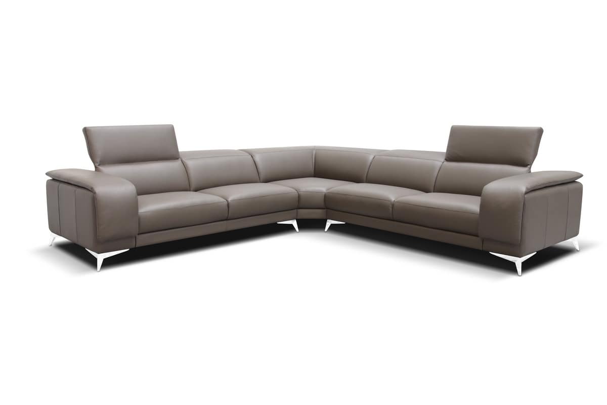 Corner sofa with headrest mechanism, in leather IDFdesign