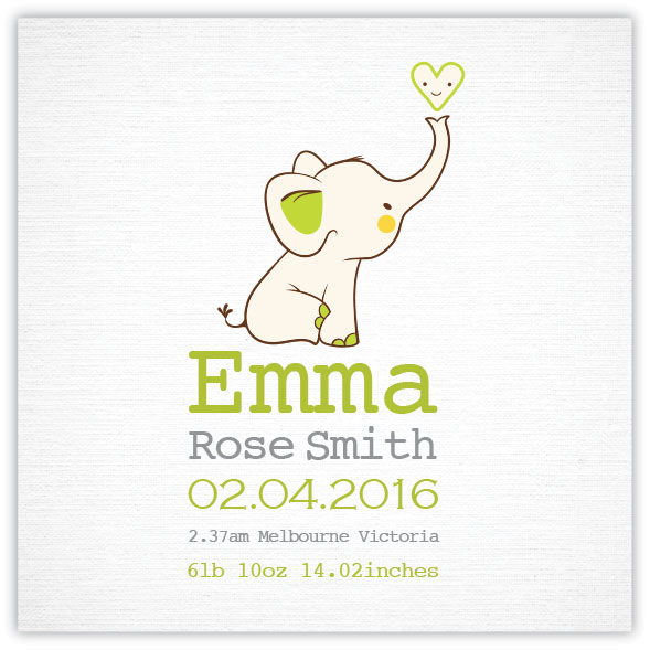 Elephant Name Print Personalised Name Prints