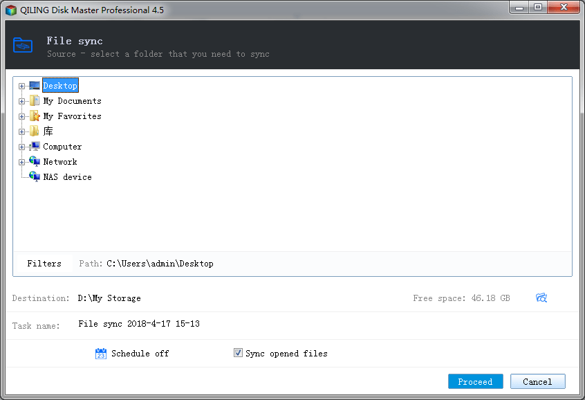 How to create file sync task