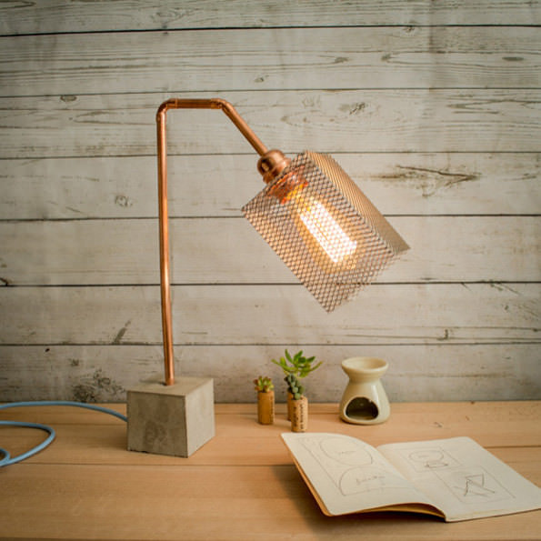 Industrial Concrete Copper Table Lamp • iD Lights