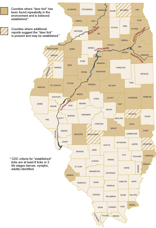 Geographic Distribution of Deer Ticks in Illinois