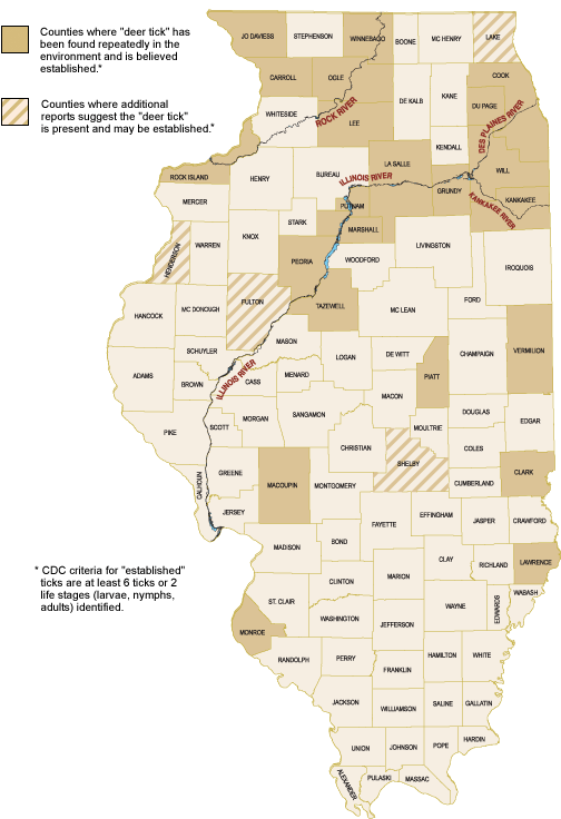 Geographic Distribution of Deer Ticks in Illinois