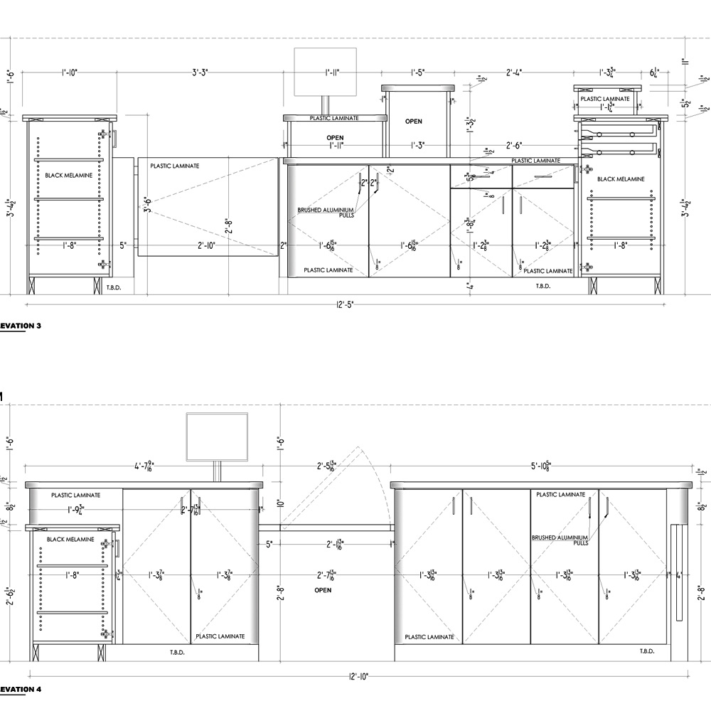 Shop Drawings for Bar Restaurant (simplified)