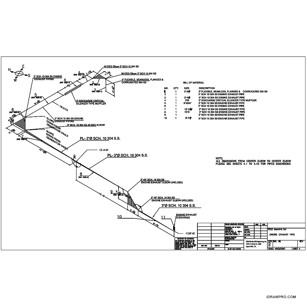 Mechanical Stainless Steel Pipe Shop Drawings