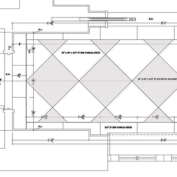 Stone floor and wall tile shop drawings for Hotel building.