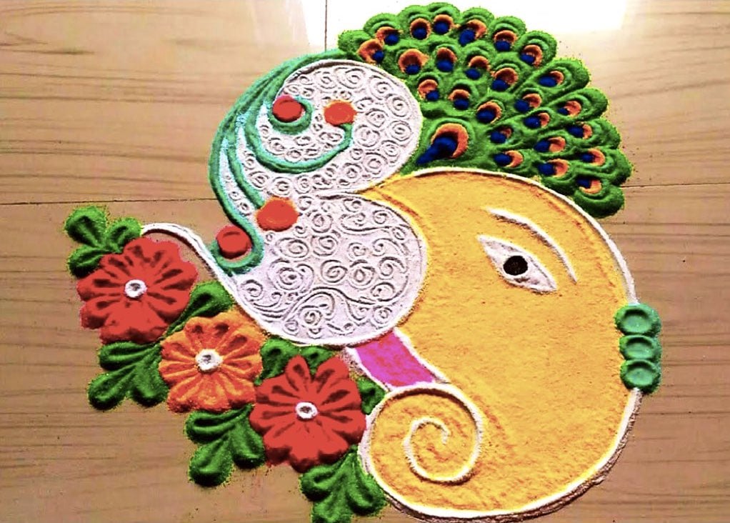 14 Beautiful Ganpati Rangoli Design Ideas For Ecofriendly Diwali 2019