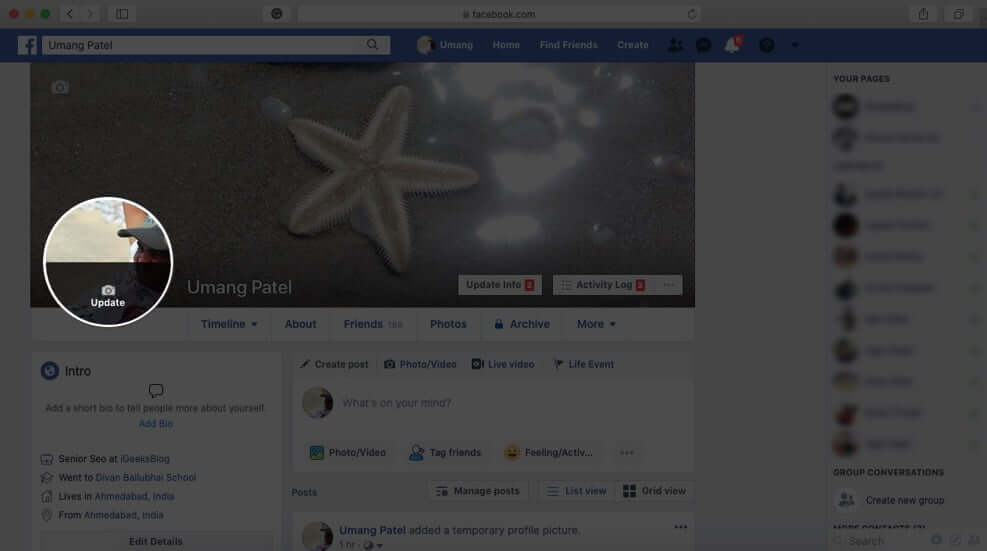 How to Add a Temporary Facebook Profile Picture on iPhone and web