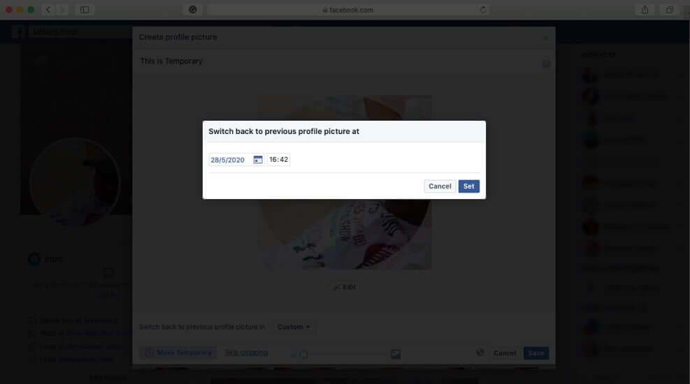 How to Add a Temporary Facebook Profile Picture on iPhone and web