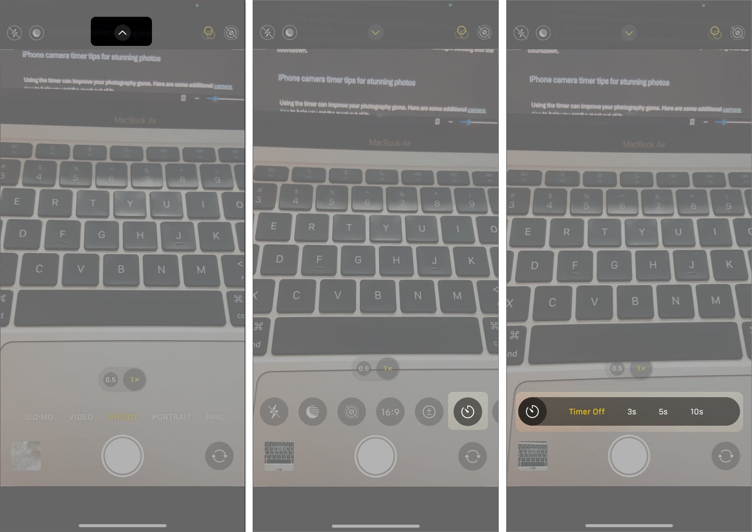 How to set timer on iPhone camera