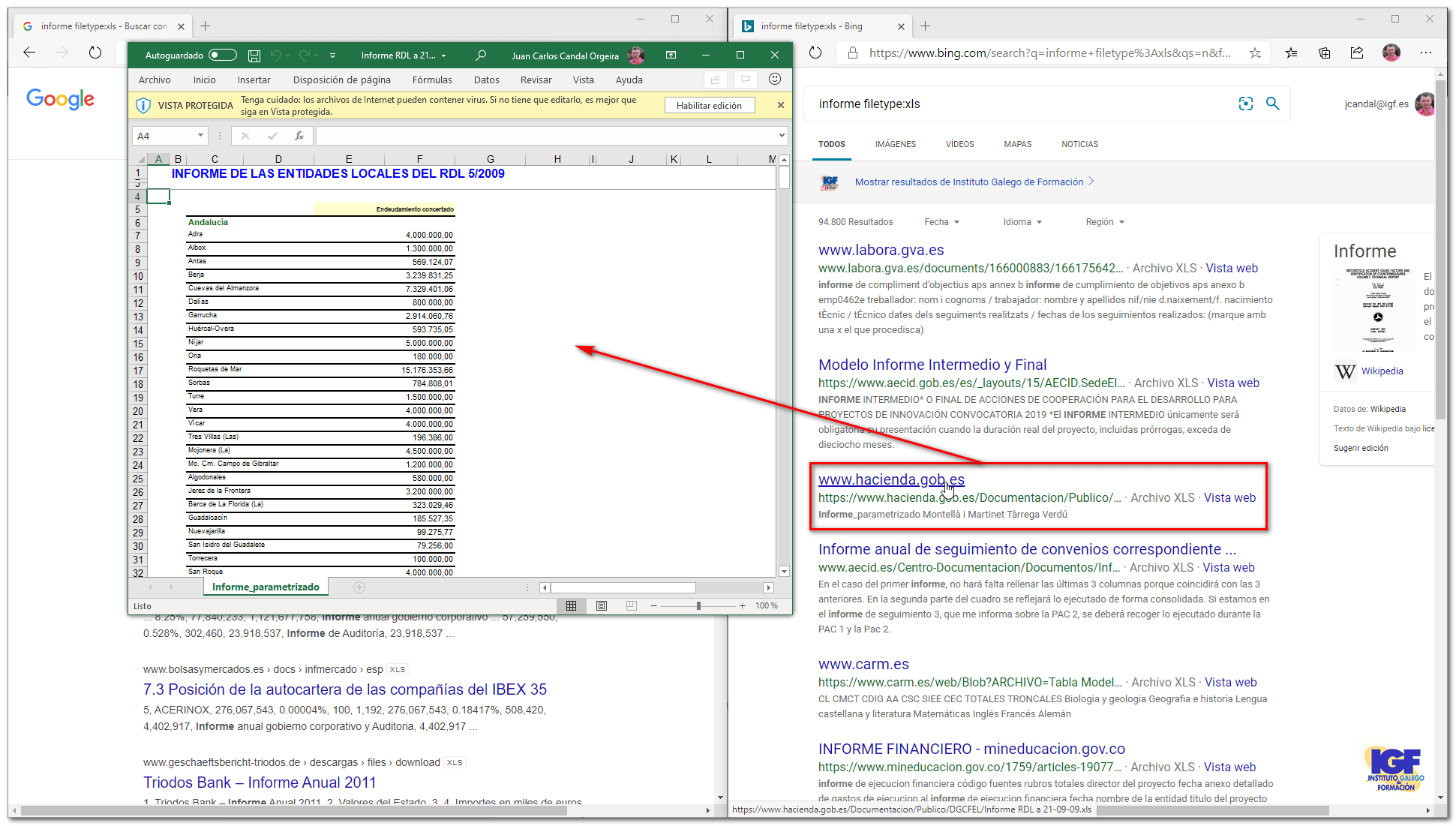 Abrir libros de Excel en Internet - igf.es