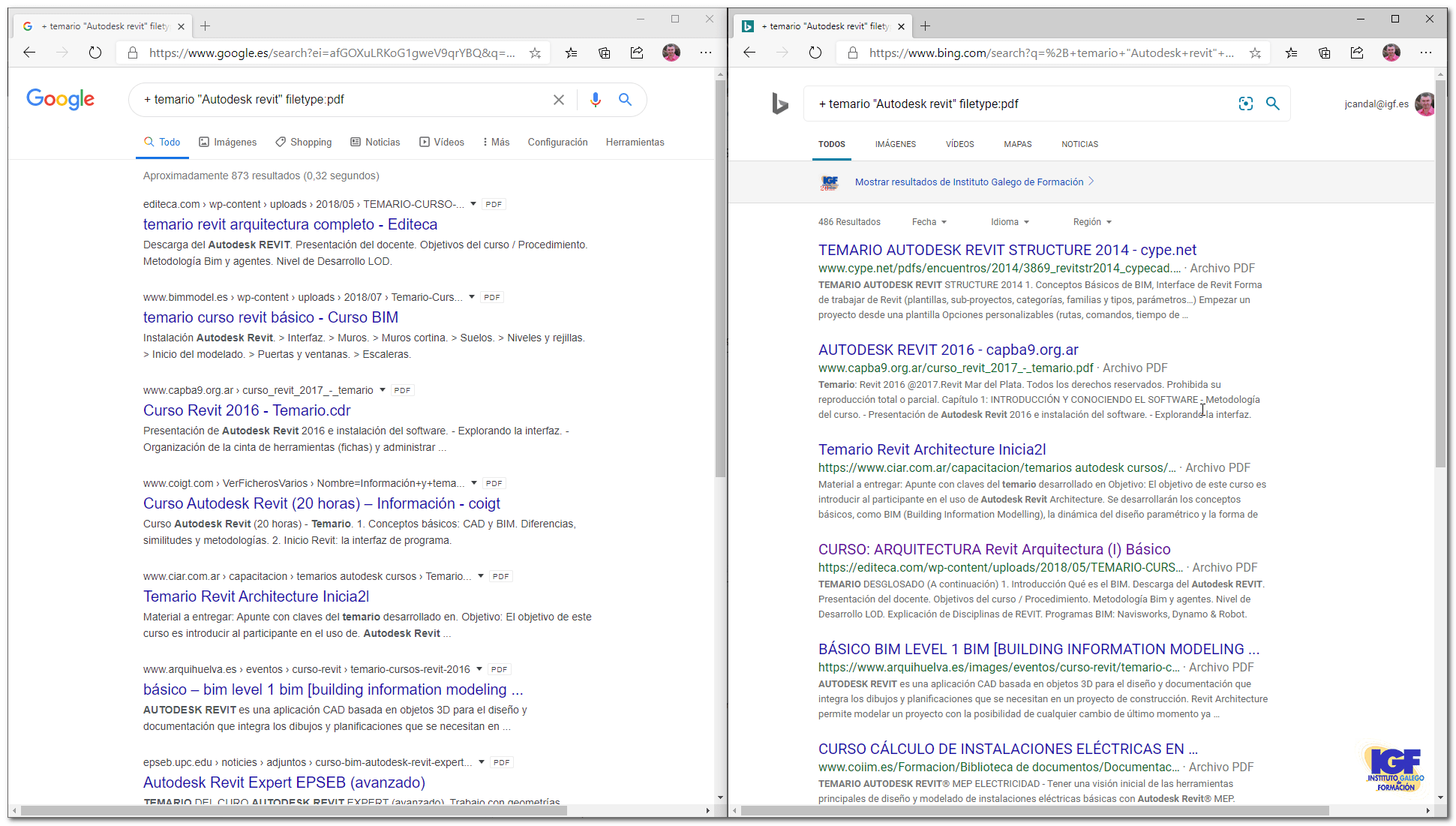 Buscar ficheros en Internet con Bing y Google