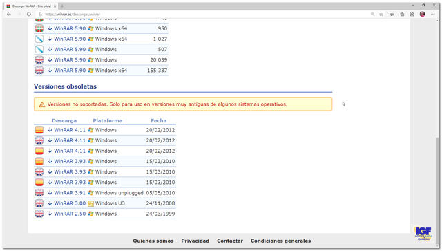 Winrar obsoleto - igf.es