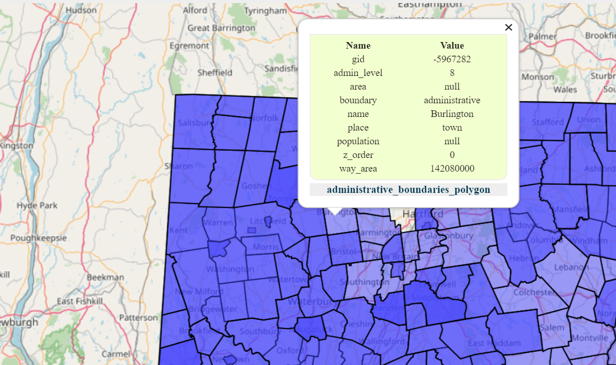 United States Connecticut GIS Data Shapefile, Kml, Csv, Geojson