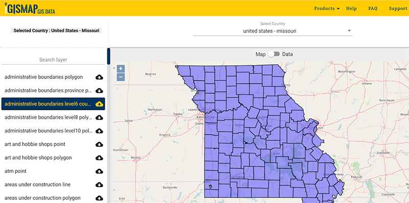 Callaway County Mo Gis Download Missouri Gis Data Maps State, County Shapefile, Rail, highway