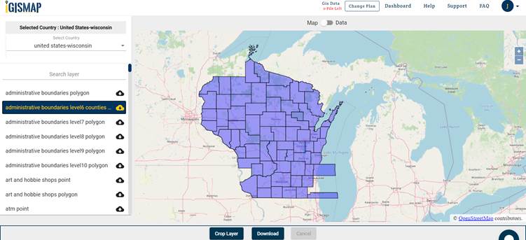 Door County Wi Gis Download Wisconsin State GIS Maps Boundary, Counties, Rail, highway