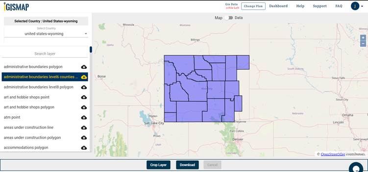 Carbon County Wy Gis Download Wyoming State GIS Maps Boundary, Counties, Rail, highway