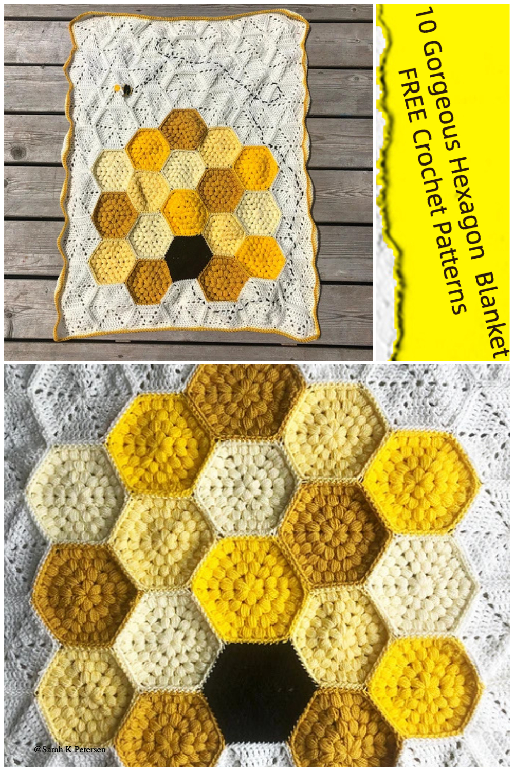 10 Hexagon Blanket FREE Crochet Patterns