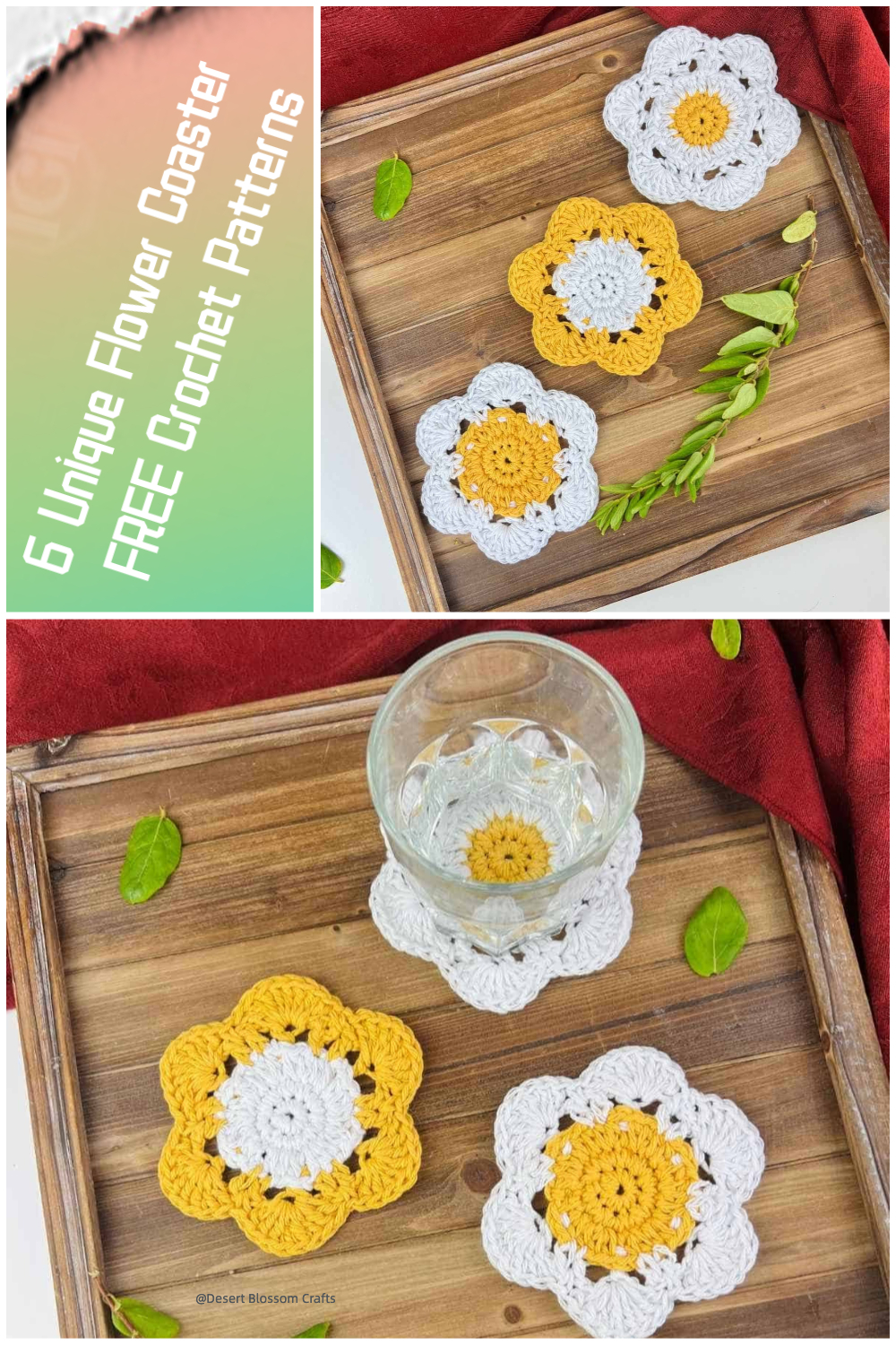 6 Flower Coaster FREE Crochet Patterns