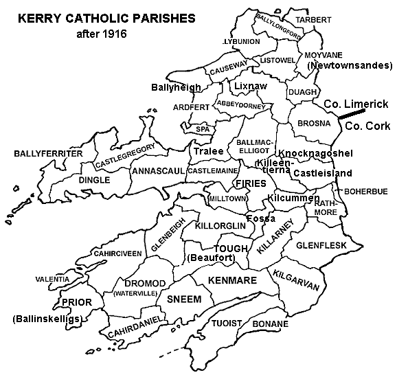 Three Maps of Kerry Catholic Parishes