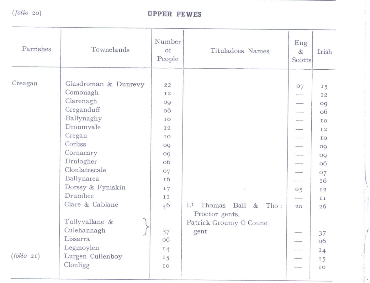 LowerFewesBarrony, Pender Census, County Armagh