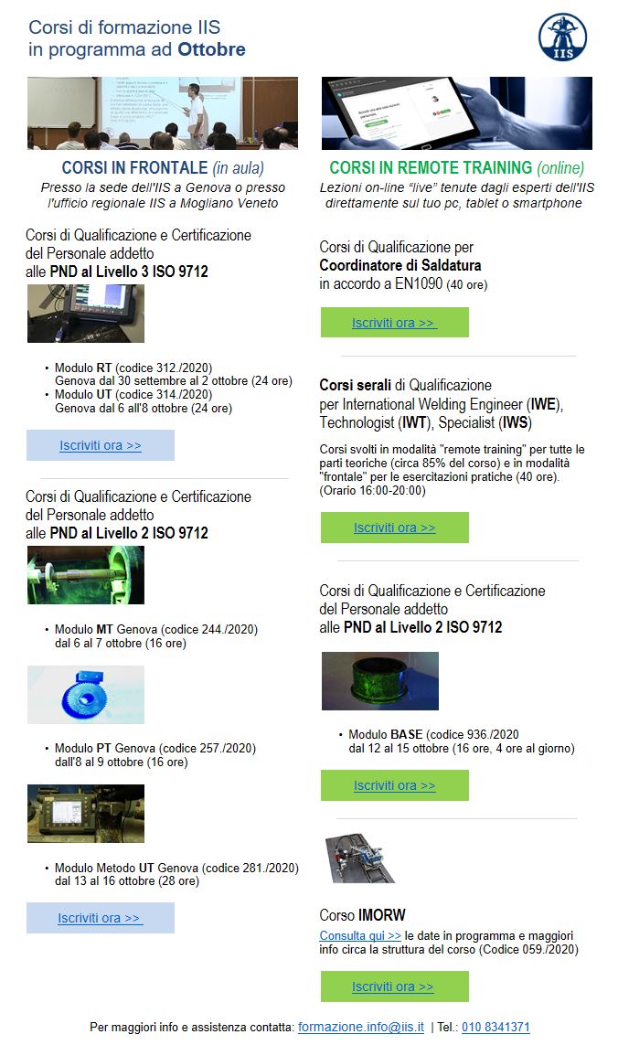 Corsi Di Formazione In Programma Ad Ottobre | Istituto Italiano Della Saldatura 1143_x_676_jpg