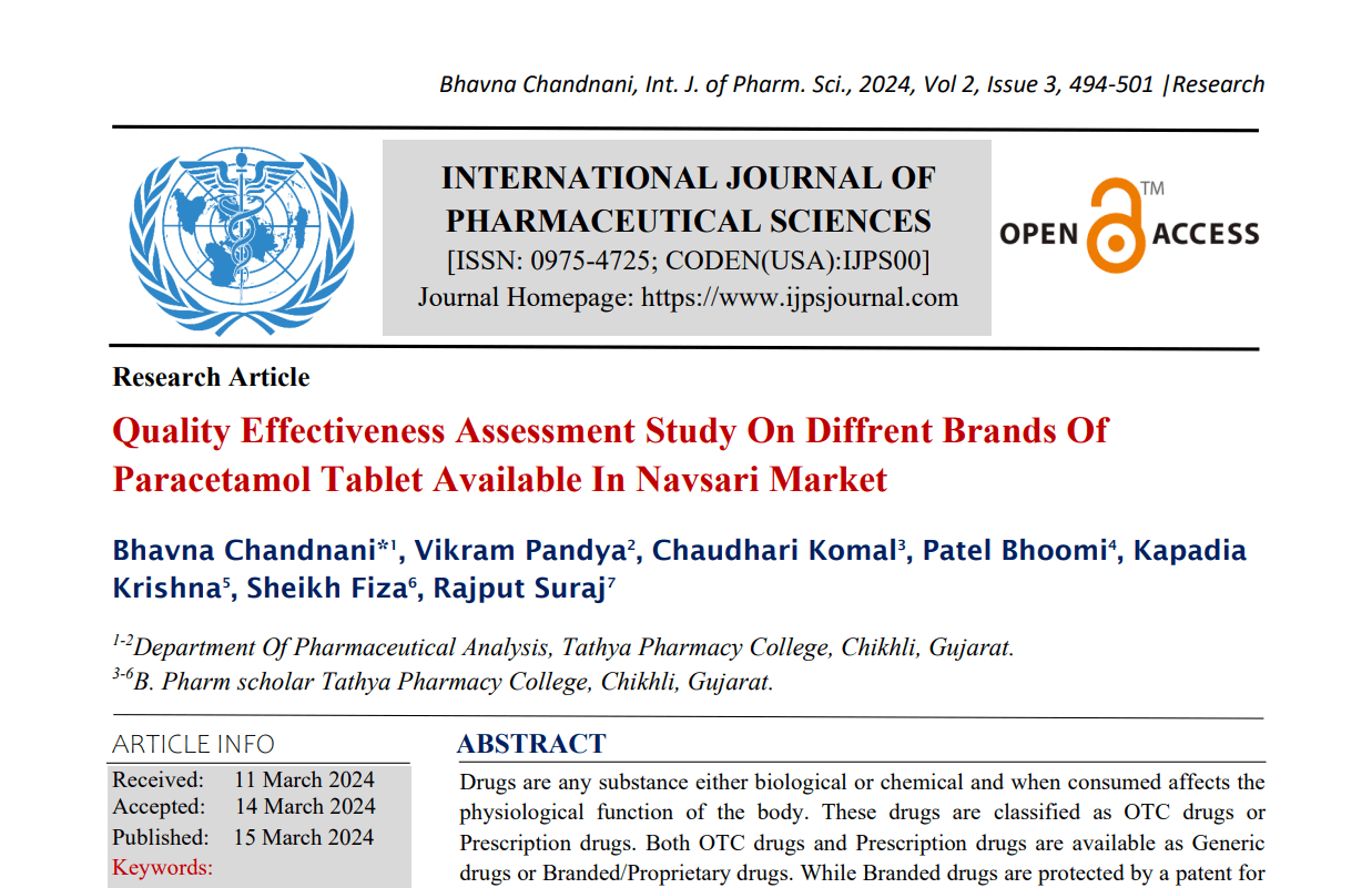Quality Effectiveness Assessment Study On Diffrent Brands Of