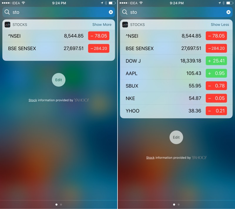 Here's What All The New Stock App Widgets in iOS 10 Look Like