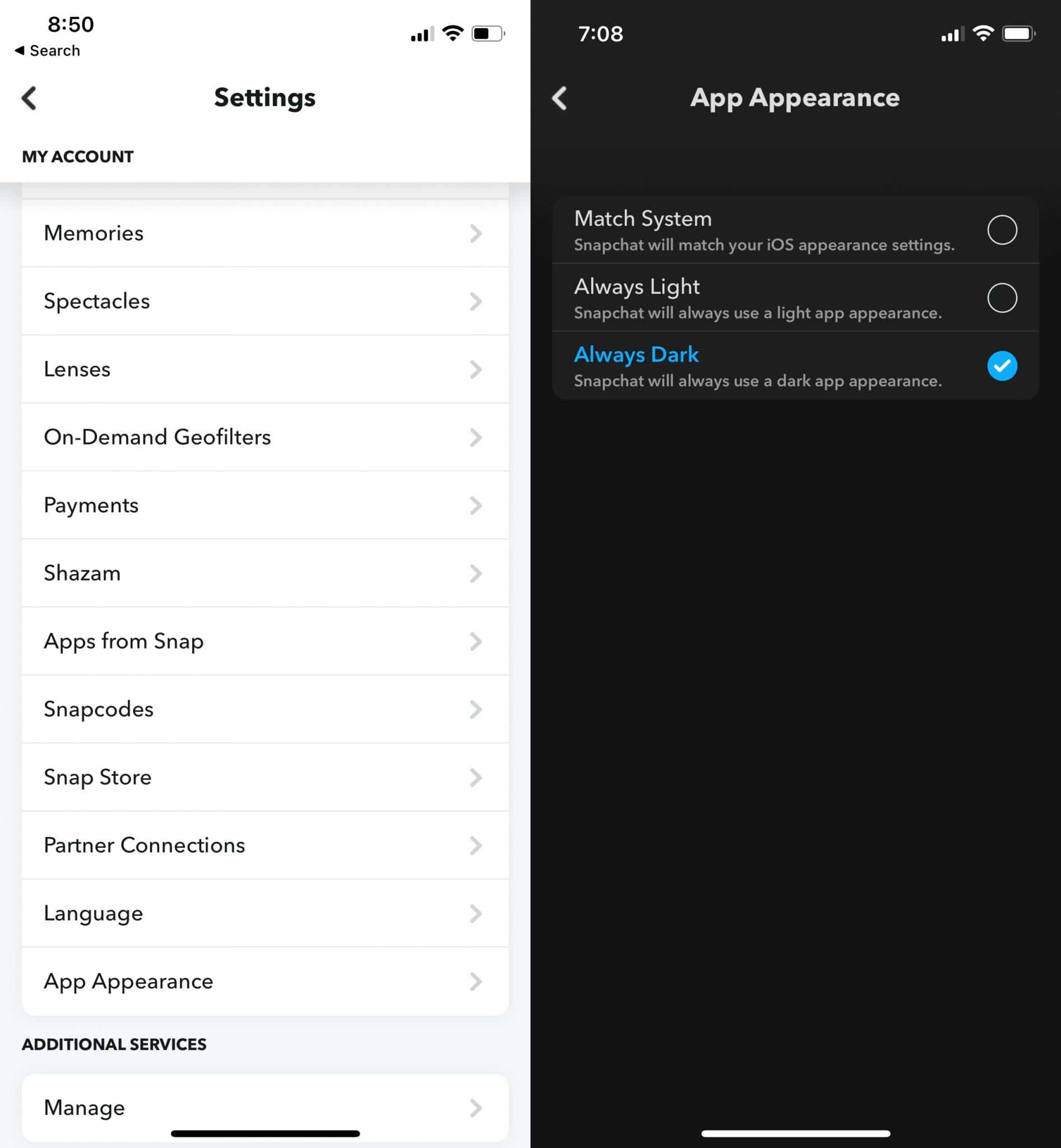 How to Enable Dark Mode in Snapchat for iPhone iPhone Hacks 1 iPhone, iPad, iOS Blog