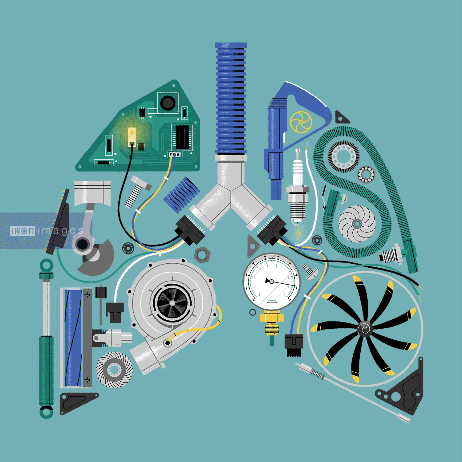 Stock illustration of Combustion engine lungs Ikon Images