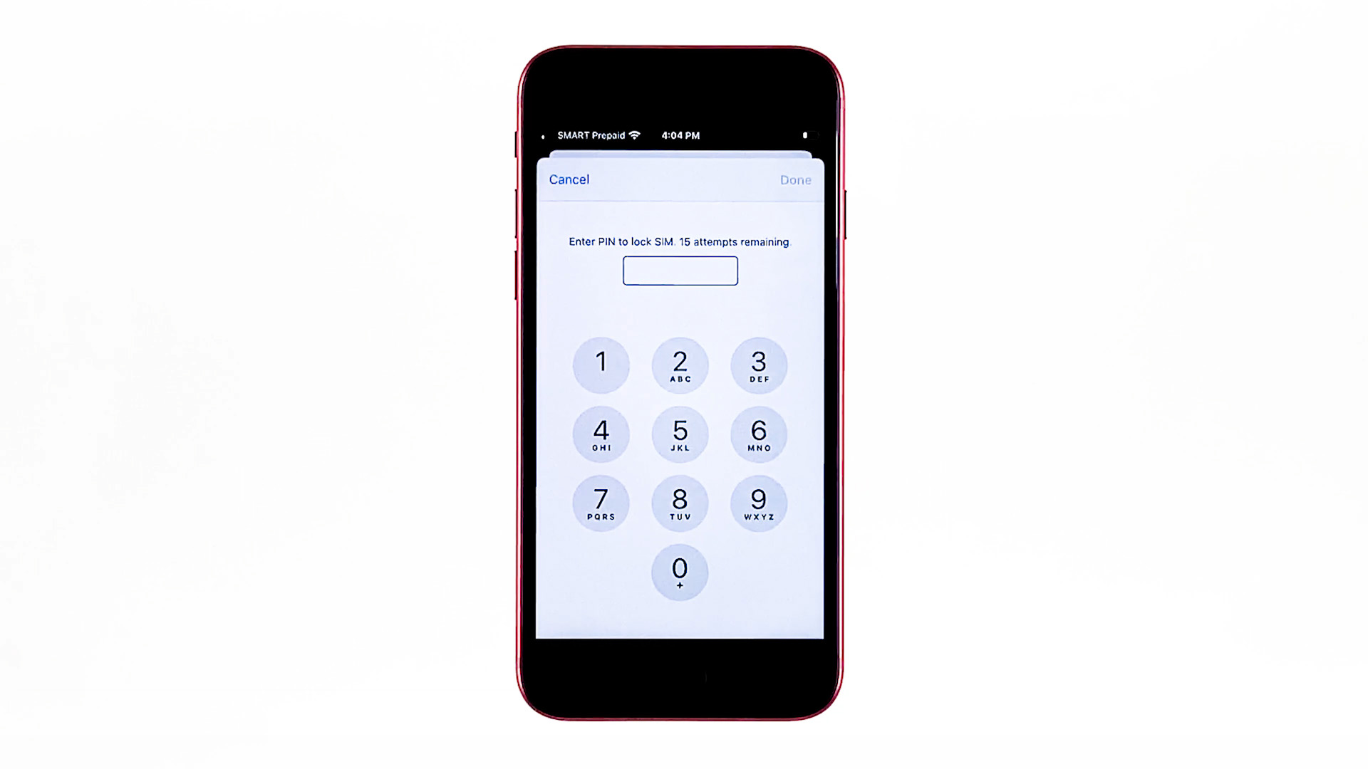 setchange SIM PIN iPhone SE 2021 type code