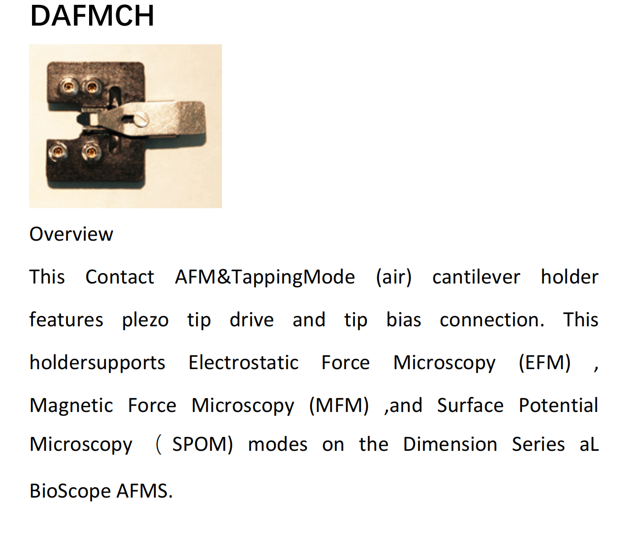 DAFMCH,Dimension AFM Holder,Bruker