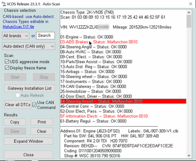 VCDS - Auto Scan of Complete Vehicle - ilexa Onboard Diagnostics