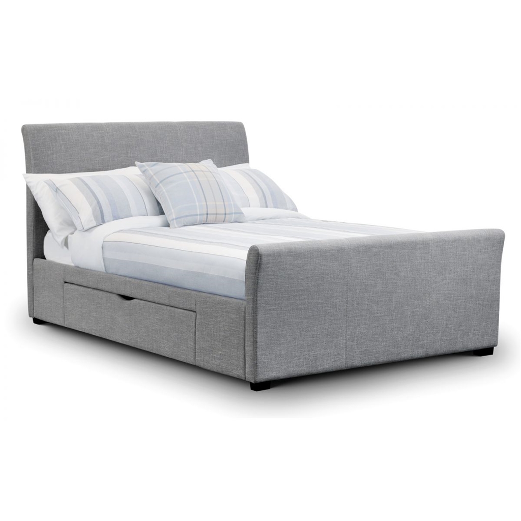 Light Grey Fabric Bed Frame Double 4'6"