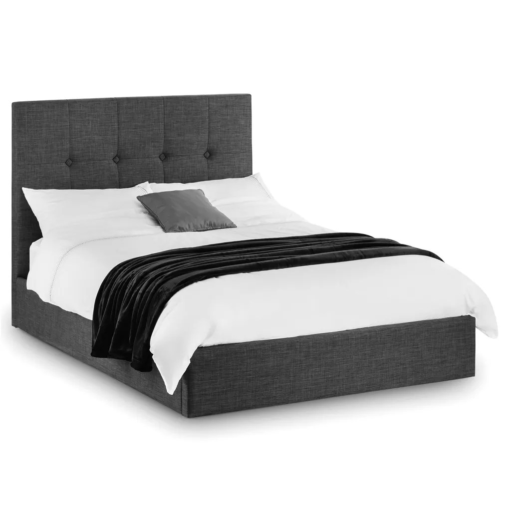 Slate Grey Fabric Lift Up Storage Bed Frame King Size (5ft/150cm)