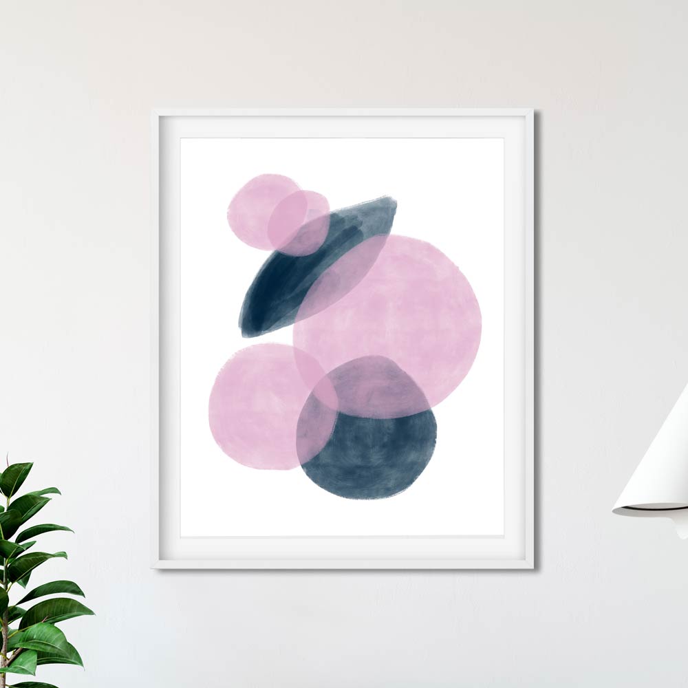 Abstract blue and pink wall art printable