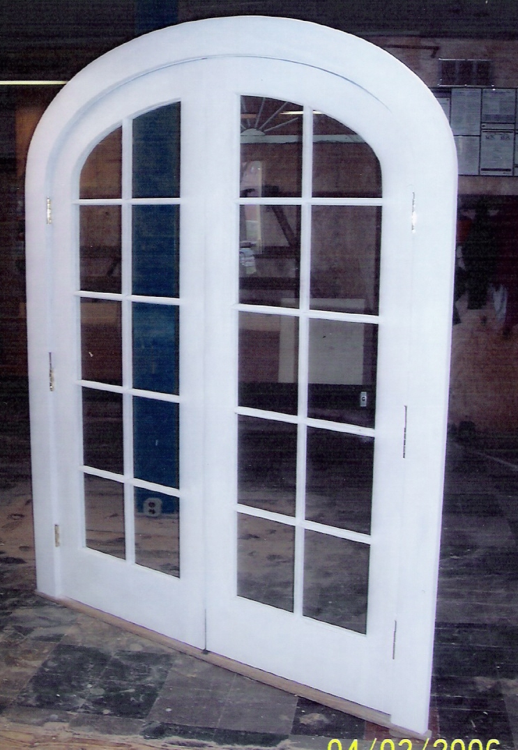 Arch top doors; custom made/built wood; interior, exterior, entryway