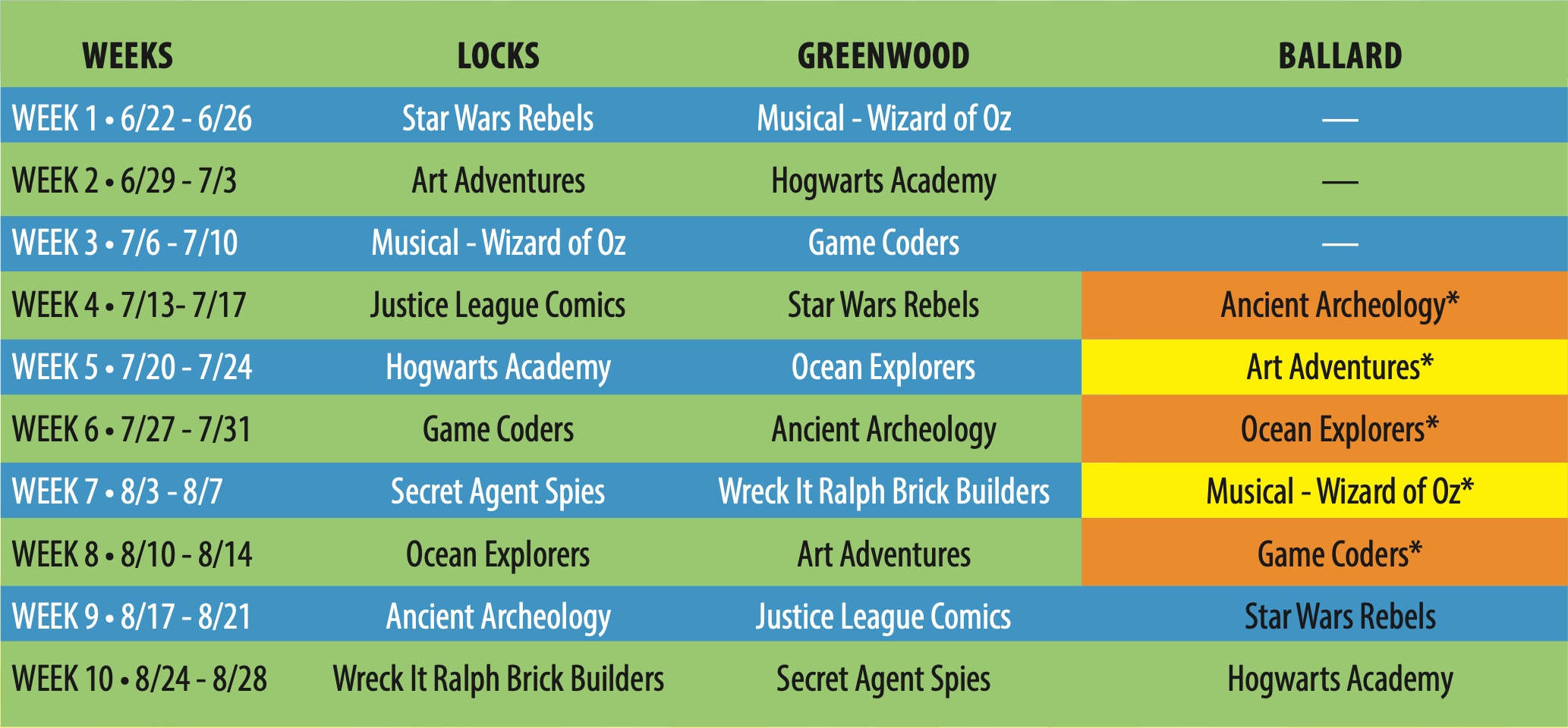 Summer Camp 2020 Schedule Illumination Learning Studio