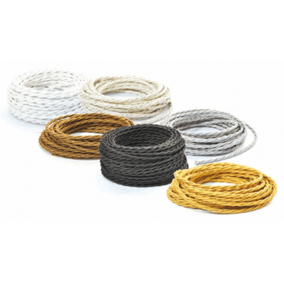 Vintage braided cable for exposed electrical systems (various colours)