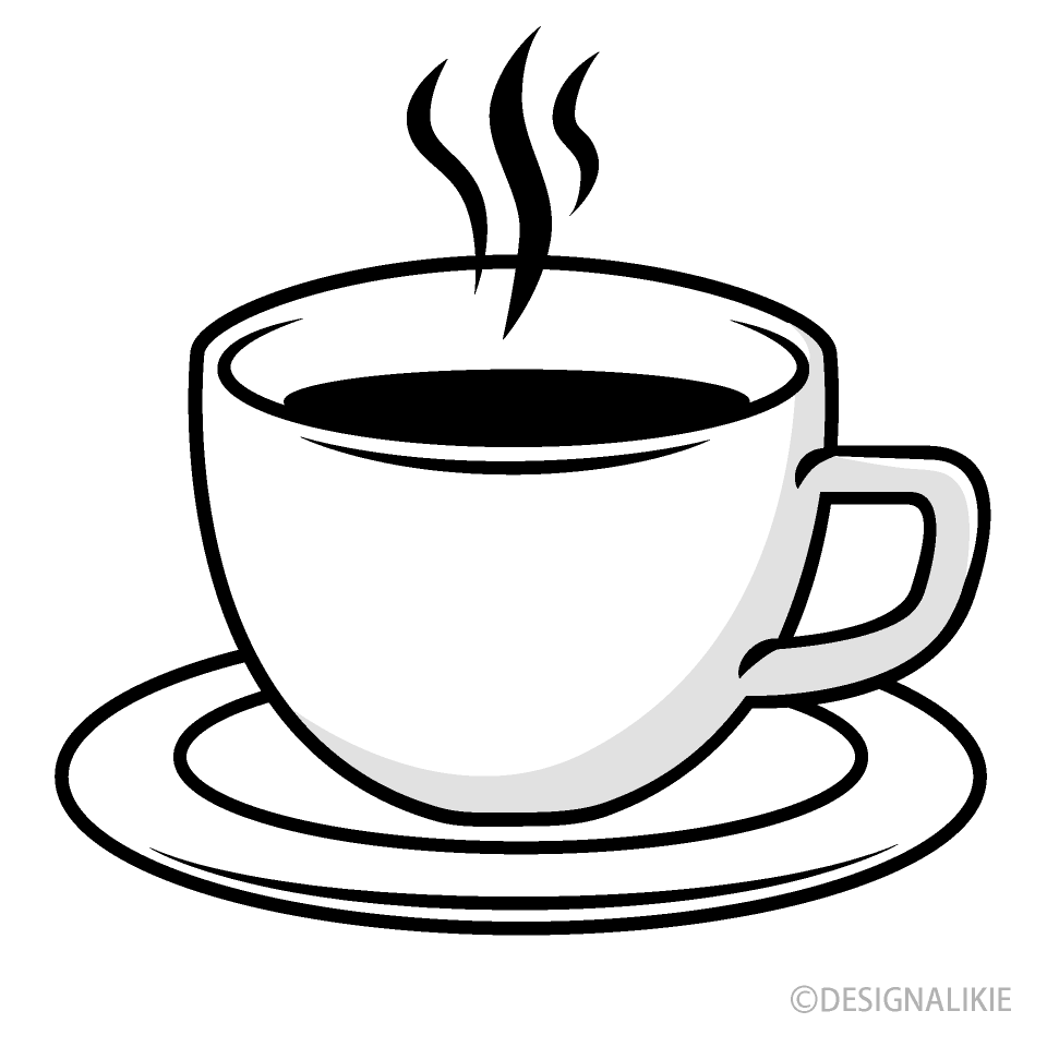 Coffee Cup Black and White Clip Art Free PNG Image｜Illustoon