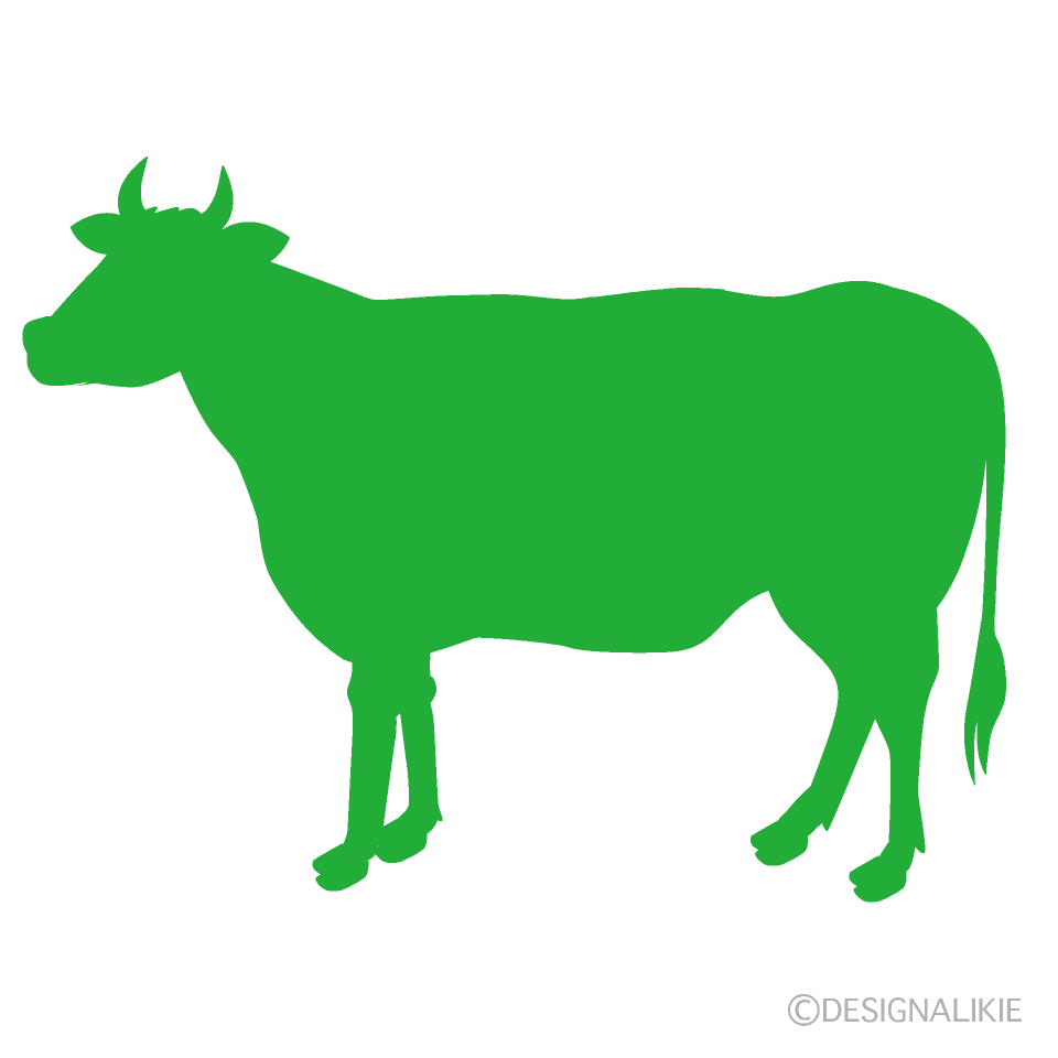 Cow Green Silhouette Clip Art Free PNG Image｜Illustoon
