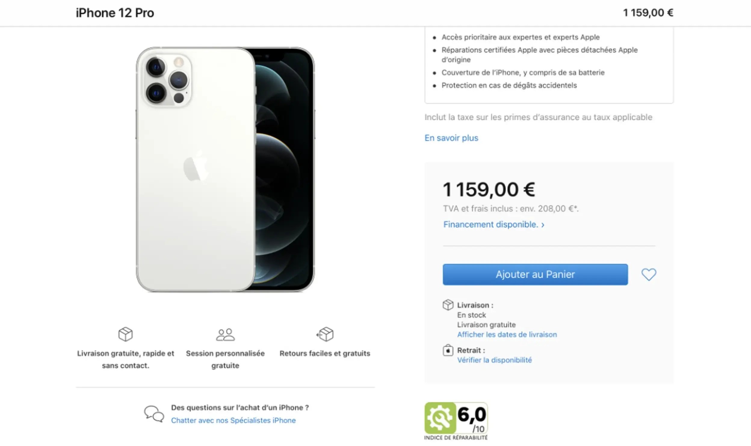 Repairability scores appear on official Apple France website iLounge