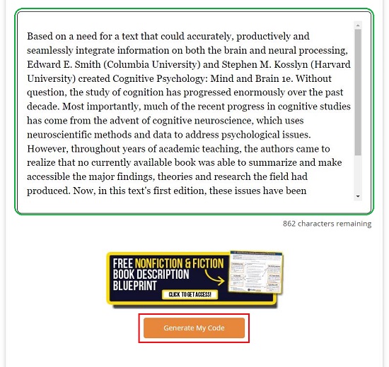 Free Amazon Book Description generator for Kindle Publishers