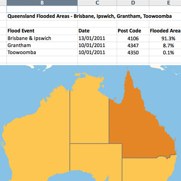 Queensland Floods postcode flooded ImageCat