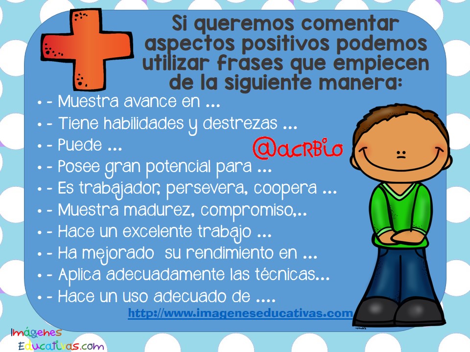 Frases para utilizar en los reportes de evaluación (2