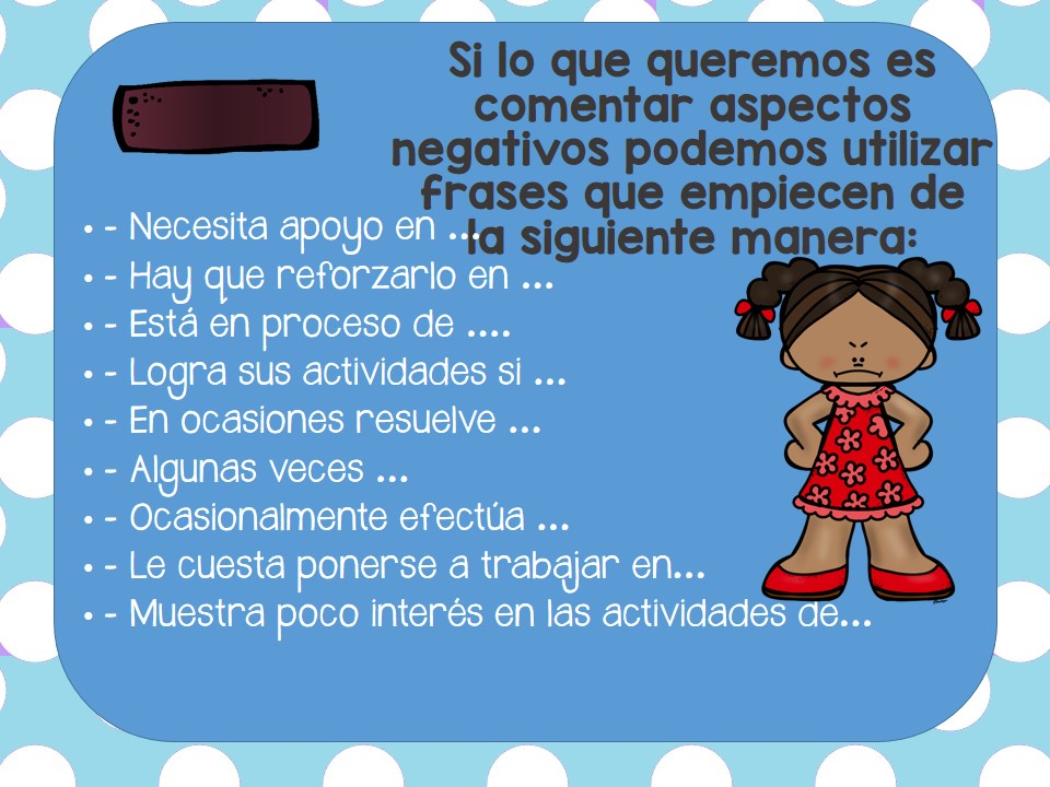 Frases para utilizar en los reportes de evaluación (3