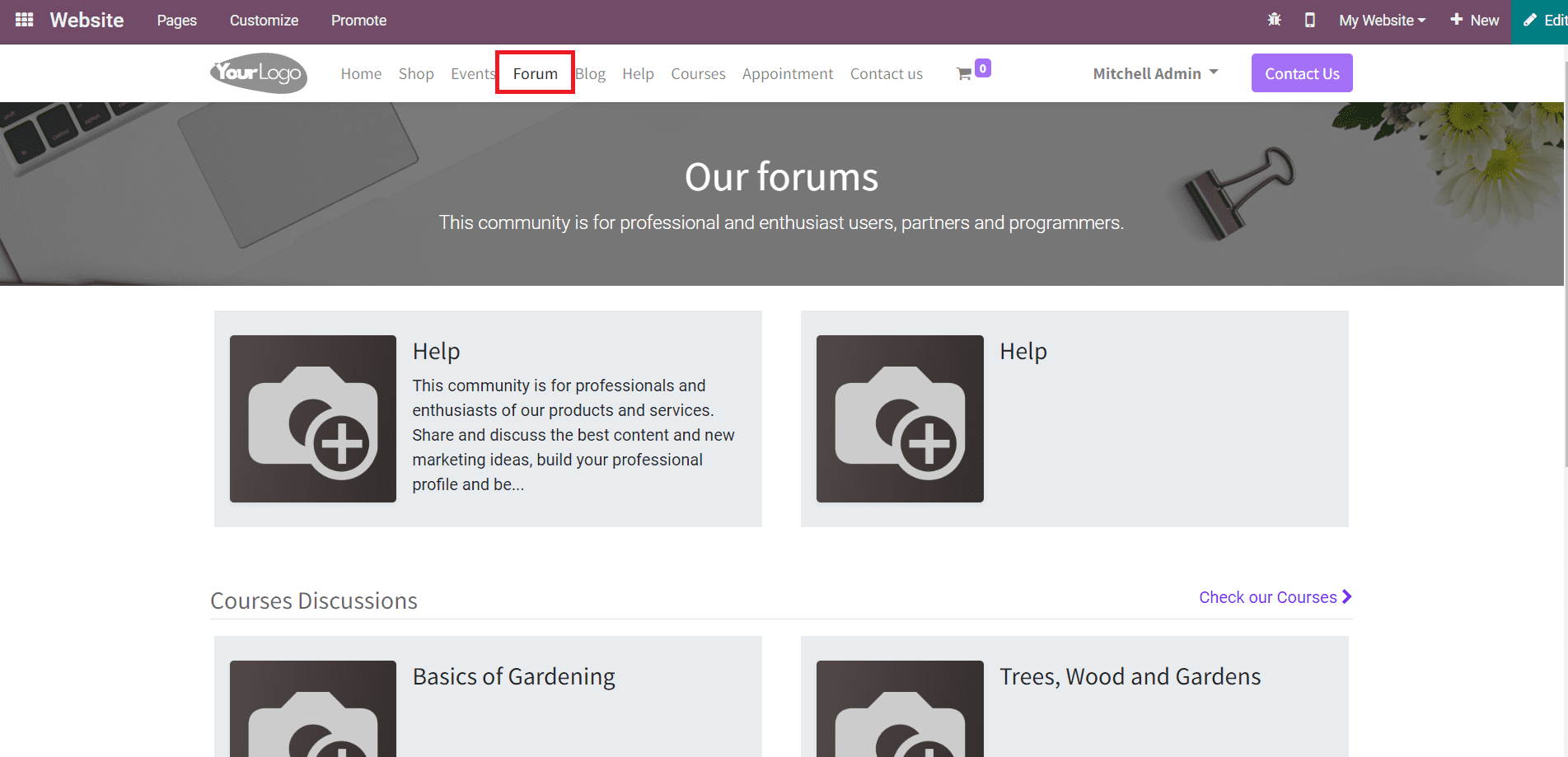 How to Create Forums on site Using Odoo 15 site Module