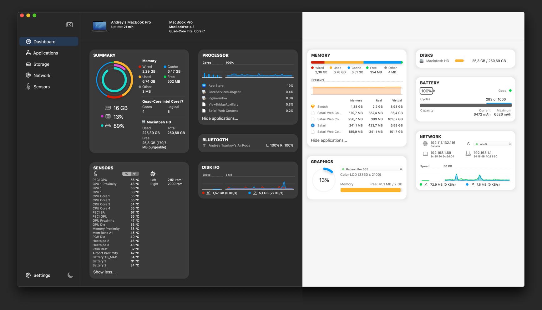 iStatistica Pro macOS System Monitor