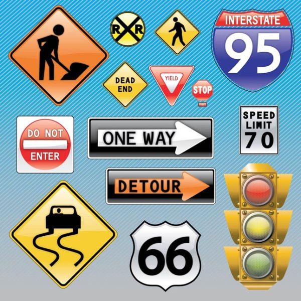 14 US Traffic Vector Signs Graphics Download