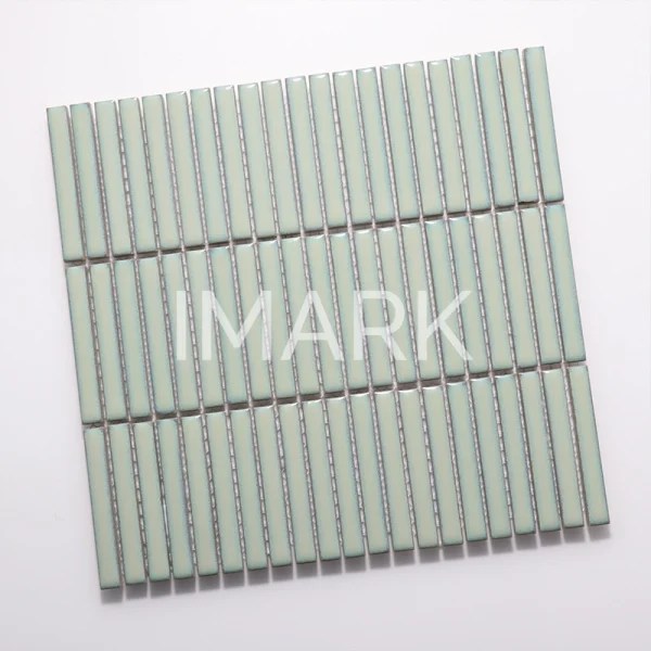 Mini Light Green Glossy Porcelain Kit Kat Fingers Mosaic Tiles IMARK